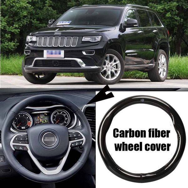 

for jeep cherokee car carbon fiber leather steering wheel cover sport racing