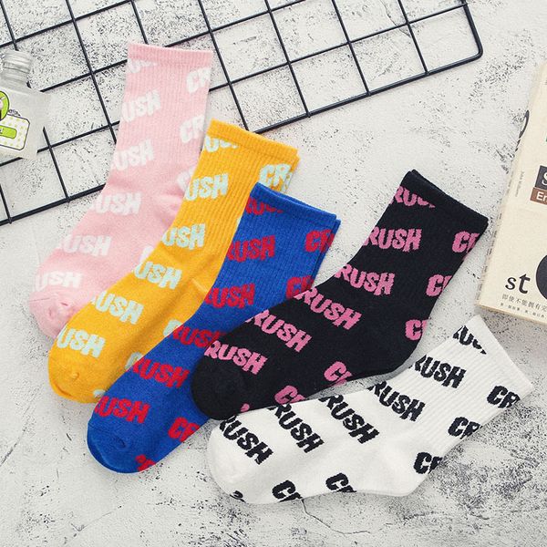 

socks letter warm women cotton funny crew sock cute kawaii happy korean comfortable streetwear fashion casual winter skarpetki, Black;white