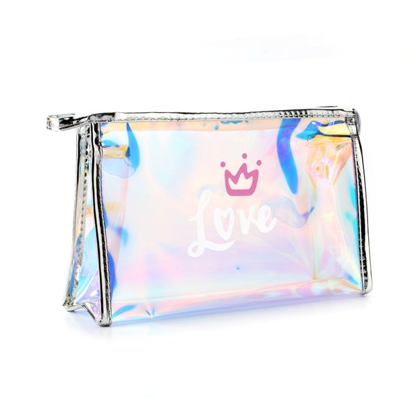 

holographic transparent laser cosmetic bag cute travel toiletry bag makeup case