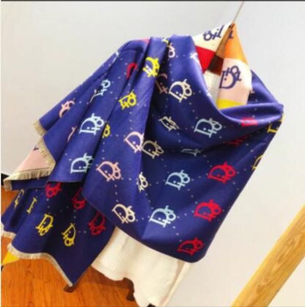 

spring wool winter scarf 2019 women letter shawl scarf fashion long neck ring christmas gift wholesale 180x70cm seller, Blue;gray