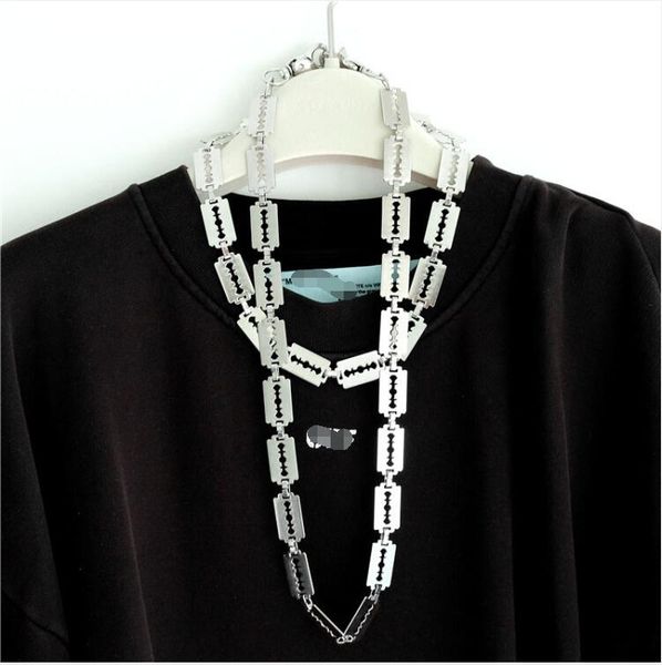

harajuku streetwear blade chain necklace punk accessory for women men rock chain choker necklaces dropshipping, Silver
