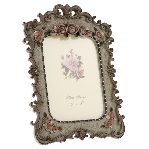 

vintage resin rose flower p frame picture frame table display 6 x 8