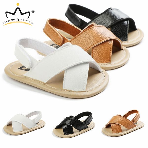 

solid color soft pu leather summer baby shoes non-slip baby boy girl sandals newborn toddler boy girl summer shoes sandals, Black;red