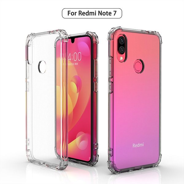 Hüllen für Xiaomi Redmi 7A Note7 Note 7Pro Notes 7S stoßfeste, transparente TPU-Handyhülle mit vier Ecken