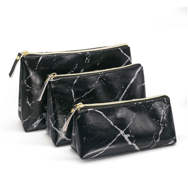 

shujin pu travel portable makeup bags white black marble pattern cosmetic bag organizer large capacity female women clutch