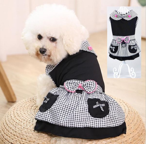 

ethin puppy summer clothing small dog cat dress fashion dog party wedding apparel black puppy princess dresses xs -xl size