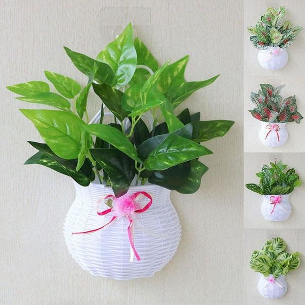 

artificial plant leaves bonsai hanging storage basket party wedding wall decor fake flowers garden wedding decoration