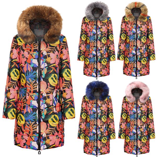 

new design winter overcoat womens custom print long down cotton female hooded coat quilted jackets outwear plus size coats, Black