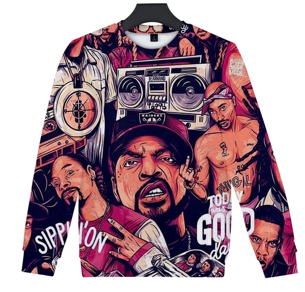 

2019 notorious b.i.g. рэпер biggie smalls 2pac тупака амару шакура 3d печати толстовка мужчины женщины crewneck с длинным рукавом streetwear, Black