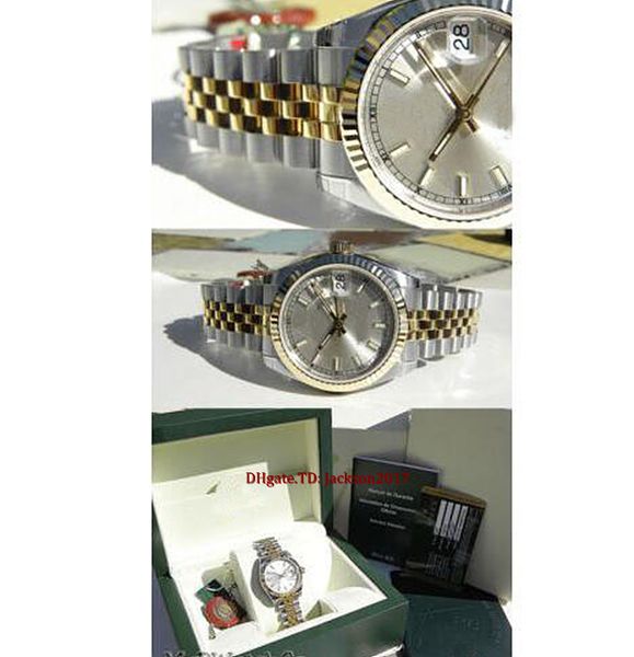 

original box certificate casual modern women watches 178273 midsize steel yellow gold silver index dial 31mm, Slivery;brown