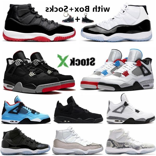 

4s cat 4 new what the black white cement mens basketball shoes bred 11 11s concord 45 space jam snakeskin sports sneakers shoe