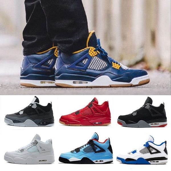 

4 4s men women basketball shoeswhite cement fire red bred pale citron singles day tattoo travis scots altermate 89 black cat j4 sneakers