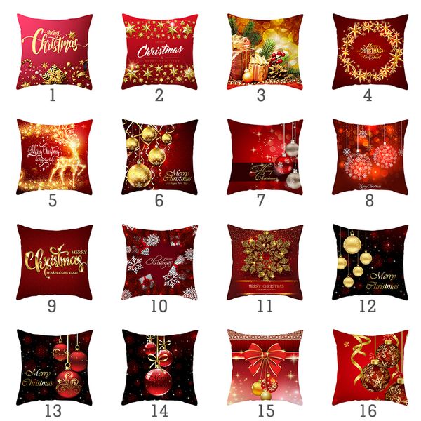 

merry christmas cushion cover decorative red polyester throw pillows cover for sofa seat snowflake pillow case 45x45 home decor