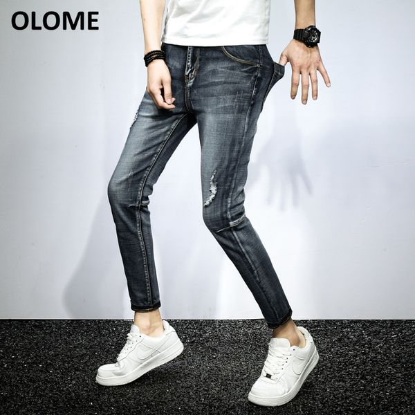 

2019 summer thin section fashion nine points jeans men's trend wild student korean summer pants men's denim shorts mens jeans, Blue