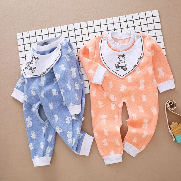 

2018 новая детская одежда детские осень открытый комбинезон удобные velvet корейский младенца romper младенческая одежда, Blue