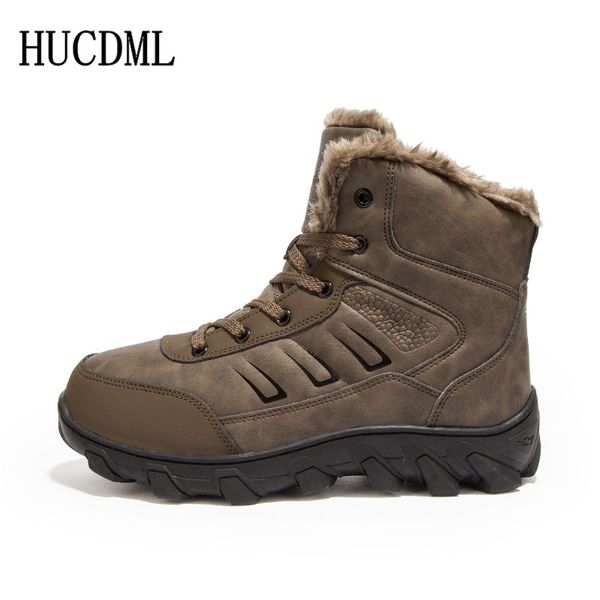 

hucdml 2019 new men's boots men comfortable warm outdoor walking shoes men sneaker shoes non-slip winder boots big size 39-48, Black