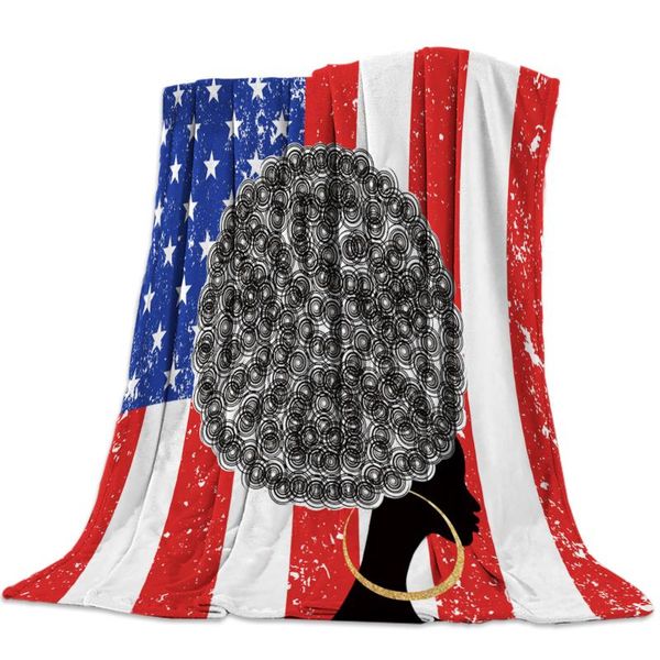 

retro american flag african woman nap blanket super soft cozy coral fleece throw blanket bedspread for couch throw travel