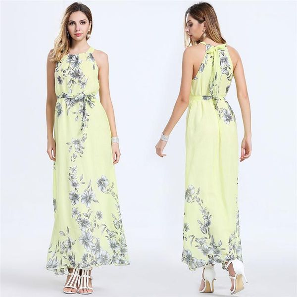

womems chiffon floral printed dresses sleeveless high waist luxury dresses females designer dresses female clothing summer, Black;gray