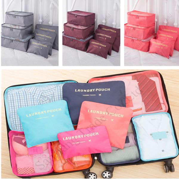 

storage bag 6 piece suit double zipper protable travel clothing bags luggage sundries package medicine pouch organizer bags new e11304