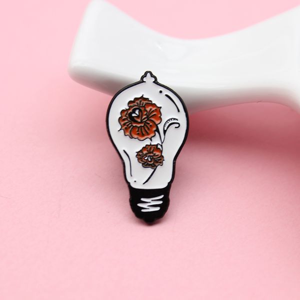 

new light bulb rose wick brooch red flower creative cartoon character beautiful special jewelry children pendant tide gift, Gray