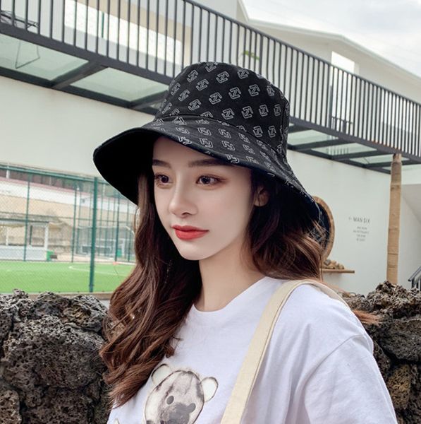 

summer women casual cotton bucket hat girl holiday large brim fisherman hat sun hats letter print panama gorros