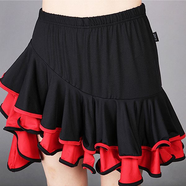 

ladies latin dance skirt girls ballroom salsa samba rumba cha cha dancewear skirt competition 2 colors #2476, Black;red