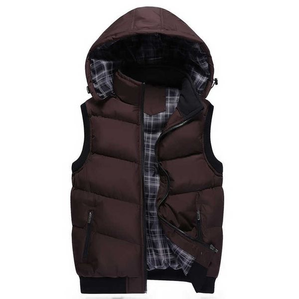 

2019 brand autumn winter vests mens fashion sleeveless jackets male cotton-padded vests men hooded thicken waistcoats plus size, Black;white