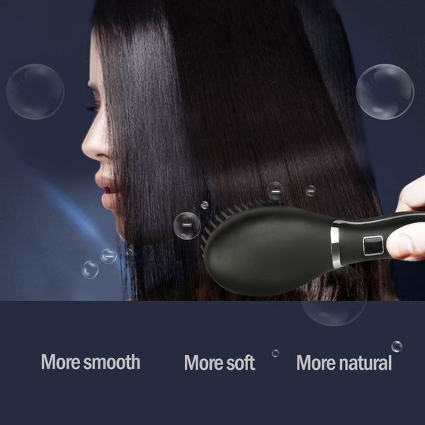 

110-220v ions comb ionic steam iron hair straightener straightening iron brush perfect styler led display eu plug eu/us plug, Silver