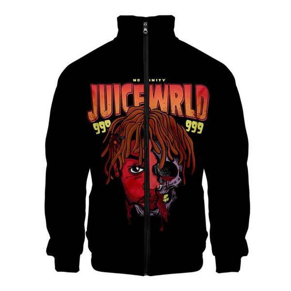

juice wrld mens 3d print hoddies cargigan long sleeve zipper stand collar hip hop homme clothing fashion style casual apparel, Black