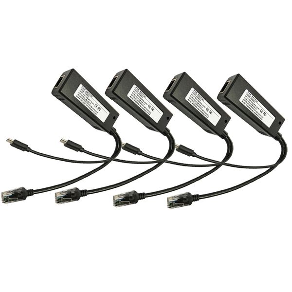 

4шт активные poe адаптеры, power over ethernet splitter dc 48v для dc 5v 10w