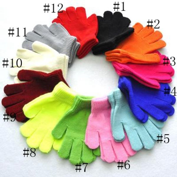 

boys girls gloves solid color finger point stretch knit mittens kids gloves knitting warm glove children boys girls mittens eea762-1, White