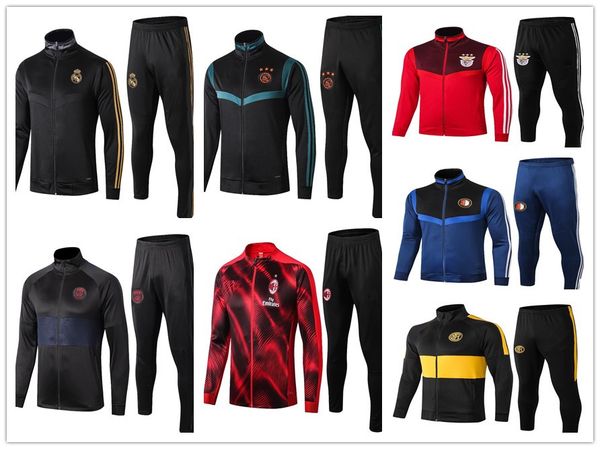 

real madrid ajax jacket 1920 new big club football jacket autumn and winter training sportswear, Black