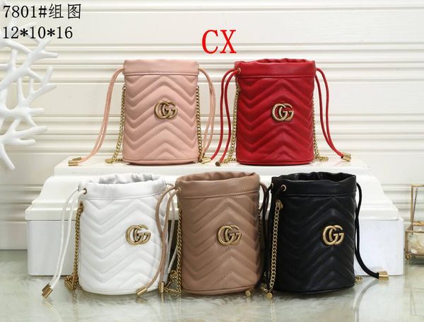 

2019 fashion ladies mini shoulder bag cylinder bag party handbag party wave pattern metal letter woman gucci men bag