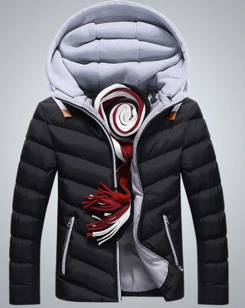 

men's jackets casual hooded coats men outerwear thick cotton jacket male clothing run insulated coat, Black