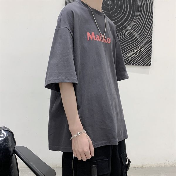 

summer 2020 new short-sleeved t-shirt boys short-sleeve loose tide brand clothes on compassionate tide cotton port wind ins, White;black