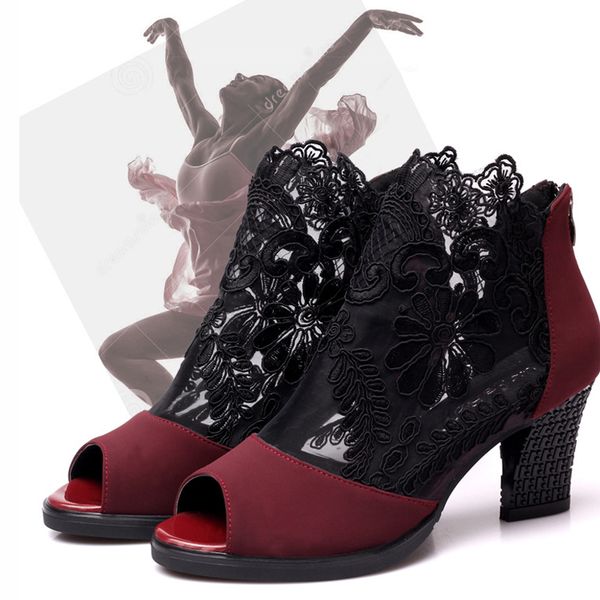 

kwbefrt summer mesh peep toe sandals heels single shoes women shoes in europe and america 2018 spring and summer gauze muje, Black