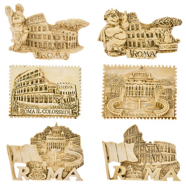 

lychee roma resin fridge magnets stamp city hall flag colosseo refrigerator stickers modern home kitchen decoration