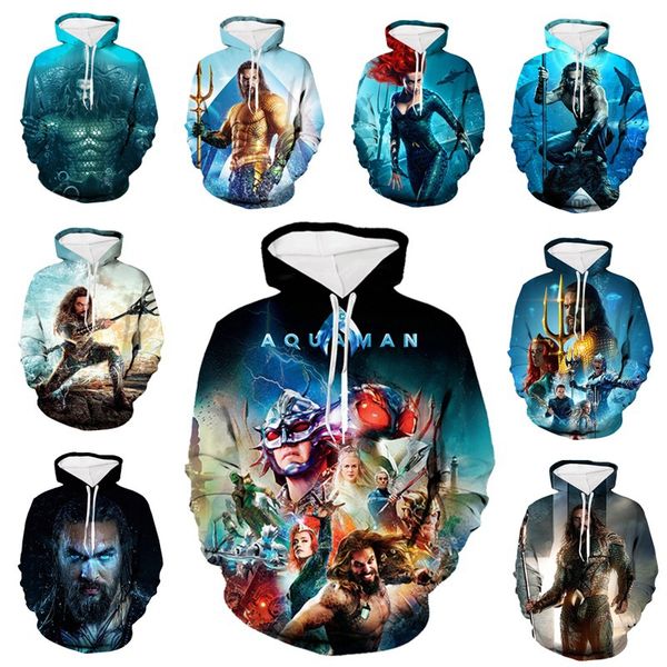 

2019 new movie aquamanc arthur curry print 3d hoodies mera/atlanna men women sweatshirt pullover, Black