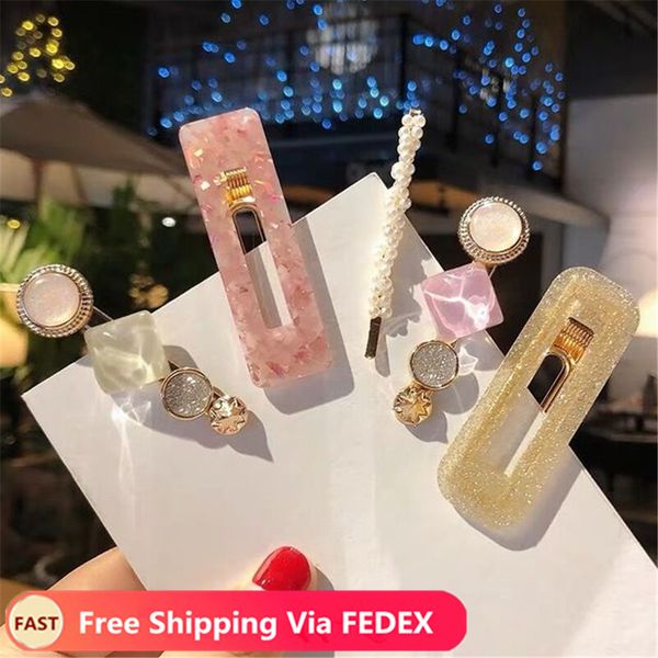 

клипы 3шт / set мода жемчуг ацетат геометрического волос для женщин девушка оголовья сладких шпилек заколок для волос аксессуаров набора, Black;brown