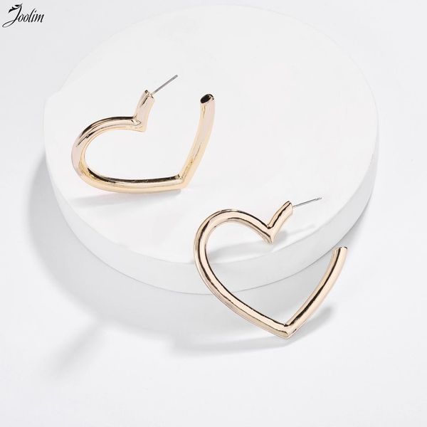 

joolim gold color heart hoop earring, Golden;silver