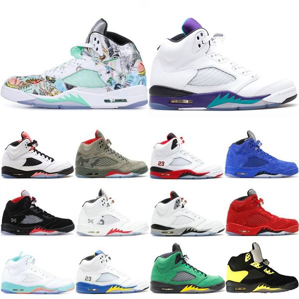 

Wholesale New 5 5s Mens Basketball Shoes Wings Fresh Prince PSG Black White Camo Grey Laney Oreo Designer Shoe Sports Men Trainers Sneakers