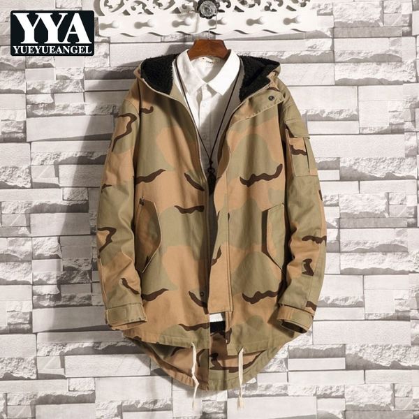 

harajuku vintage camouflage jacket parkas men fleece warm loose hooded big size 5xl coat male fashion streetwear overcoat autumn, Black;brown