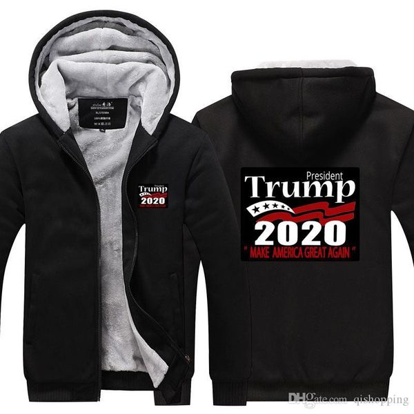 

trump hoodie winter cashmere hoodies cotton coat sportswear hoodie zipper jacket thicken fleece hoodie super warm sweatshirt us eu size, Blue;black