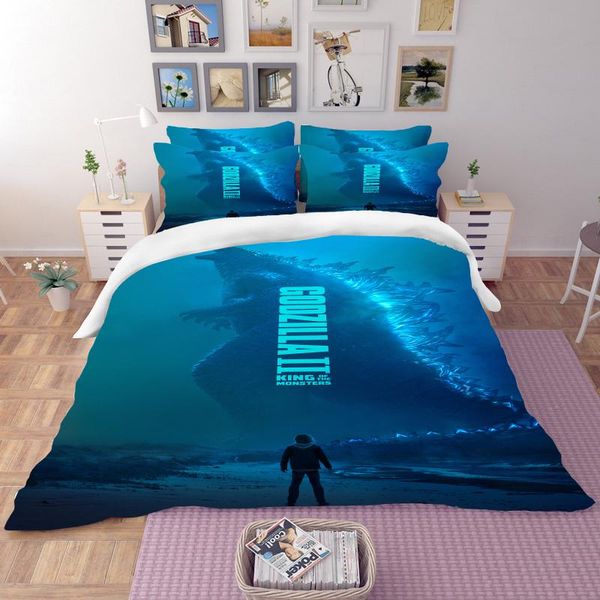 

3d godzilla duvet cover set soft gift bedding set comforter bed pillowcase  king bedding comfortable