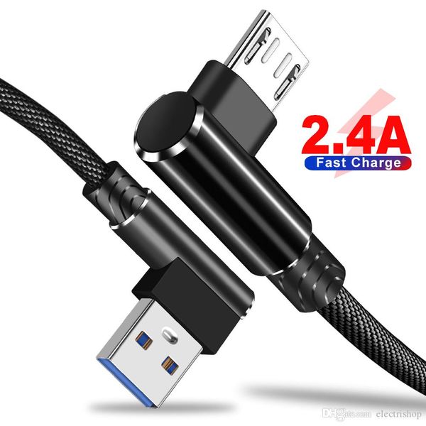 

hip 2.4a micro usb cable 3m 2m 1m 90 degree fast charging usb data cable for samsung xiaomi redmi note 4x 5 lg mobile phone cables