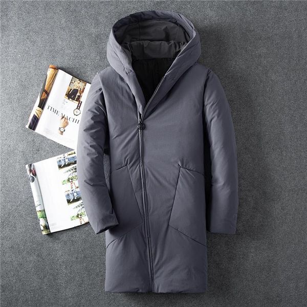 

new winter men's white duck down coats men long hooded down jacket quality thick parka male puffer overcoat outerwear, Black