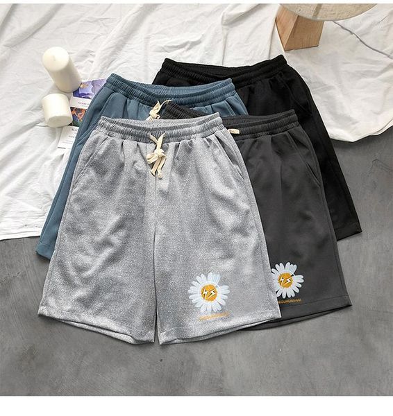 

daisy casual plus size loose male shorts designer pants mens drawstring sports shorts summer fashion, White;black