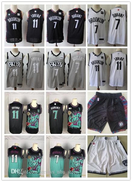 

mens brooklyn nets 11 kyrie irving 7 kevin durant white black basketball shorts basketball jerseys 05, Black;red