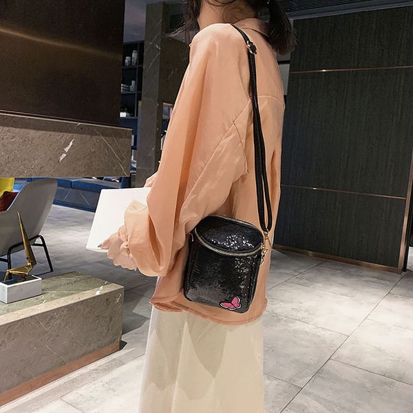 

casual new summer womens shiny wild solid butterfly print single shoulder messenger bags for 2019