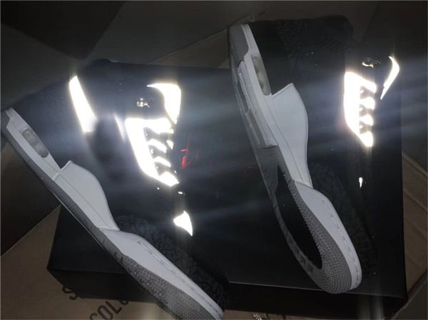 

2019 authentic air 3 tinker black cement grey metallic gold men basketball shoes 3m reflective ck4348-007 sports sneakers with box, White;red